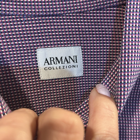 Armani Collezioni purple gingham checkered button shirt. XL Extra Large - Picture 2 of 4